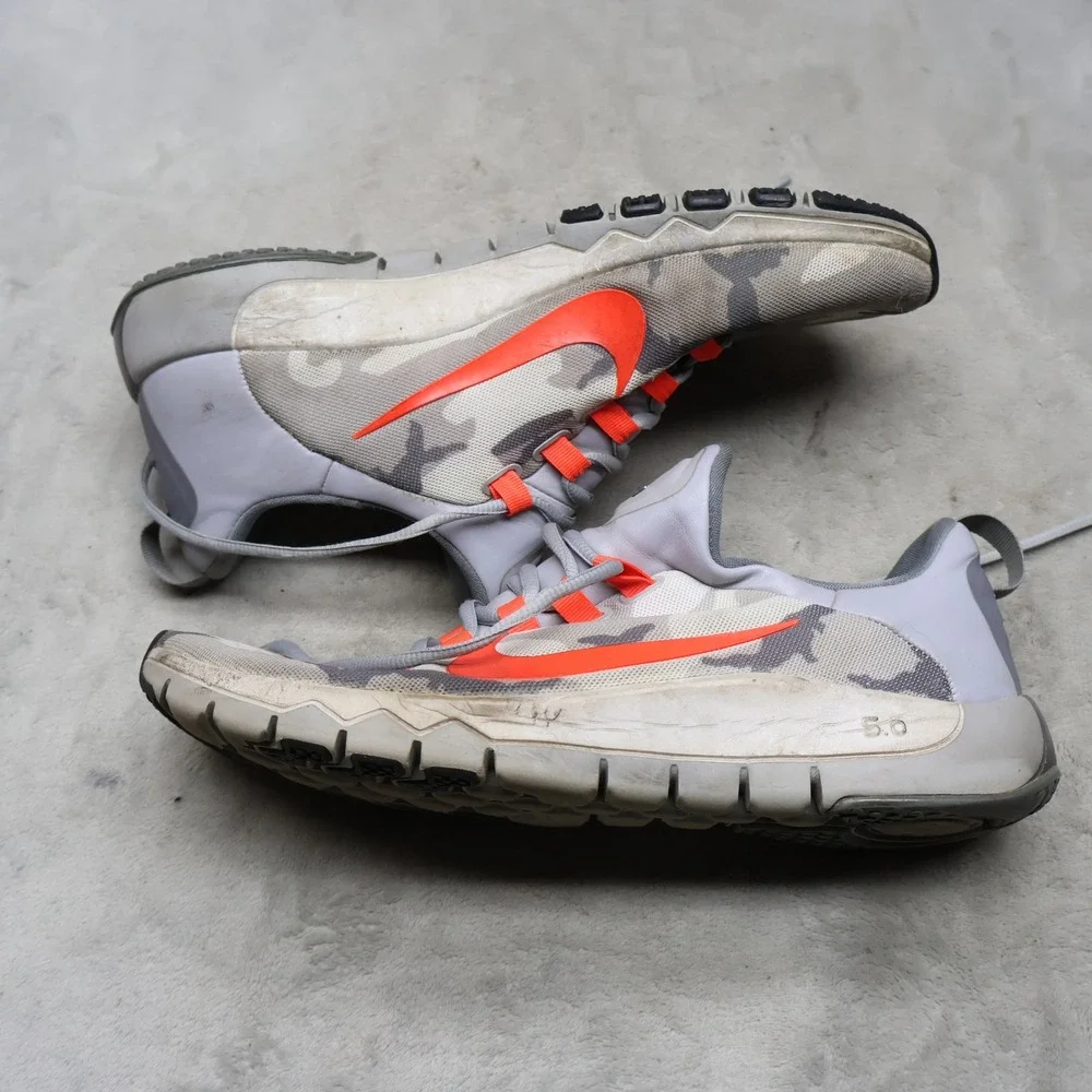 Nike Mens 12 Running Shoes Grey Free Trainer 5.0‎ Camo Accent Cushioned Athletic